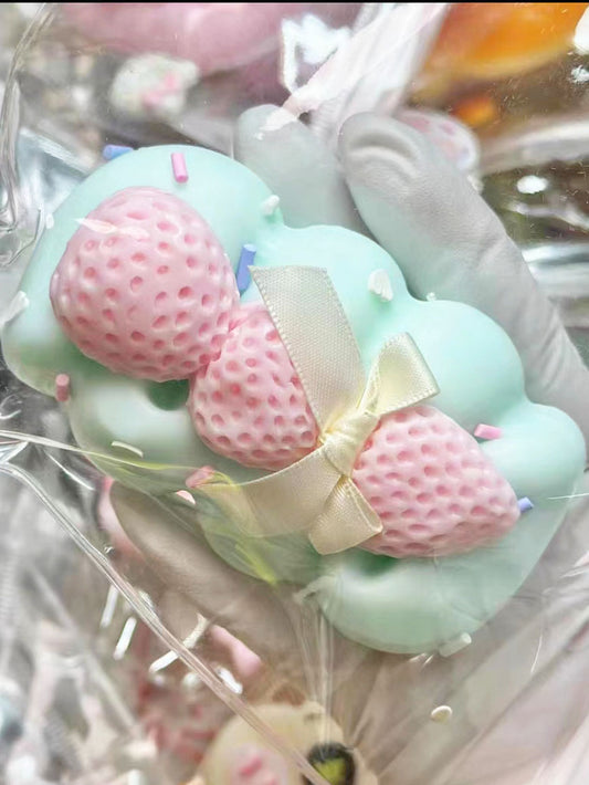 Handmade Silicone Macaron Strawberry Cream Bar Stress Relief Squishy Toy