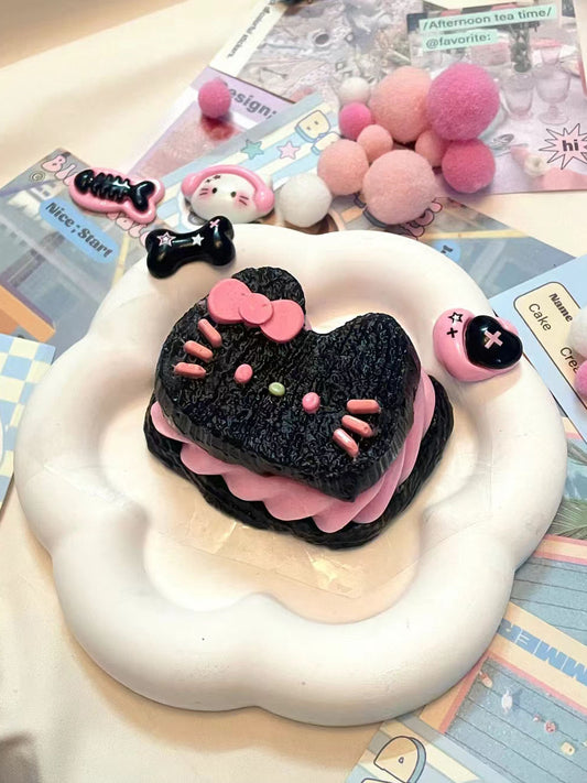 Handmade Silicone kitty sandwich biscuits Stress Relief Squishy Toy