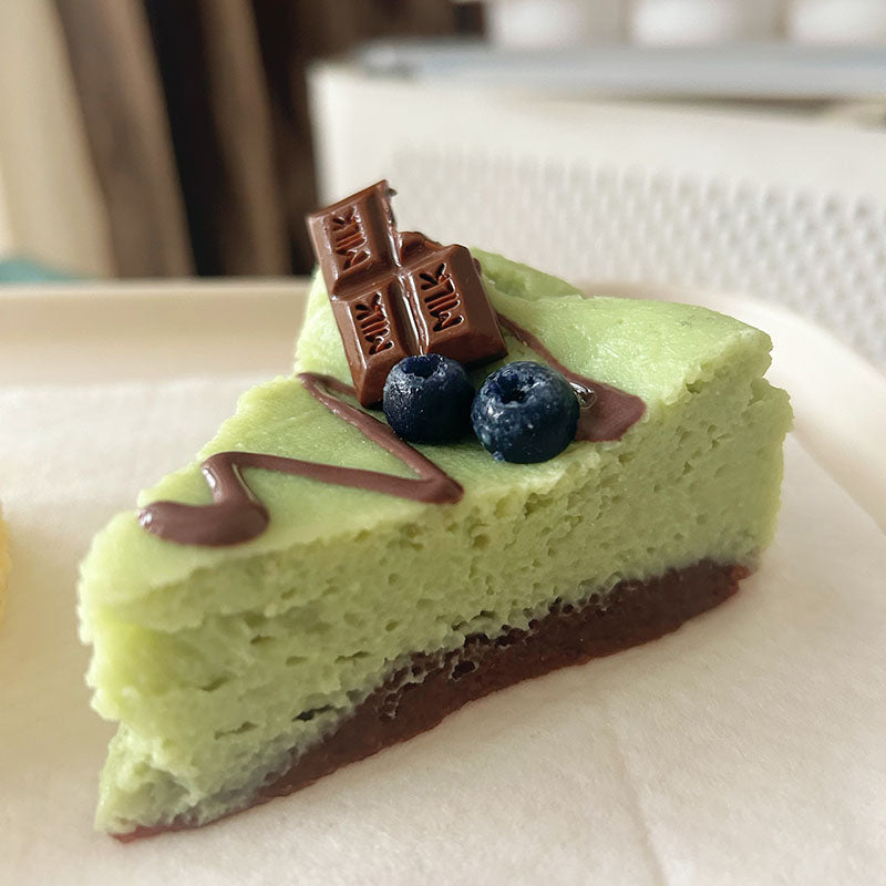 Handmade Silicone Matcha Basque Cake Stress Relief Squishy Toy