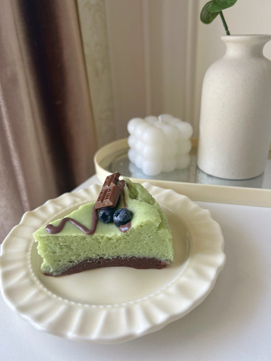 Handmade Silicone Matcha Basque Cake Stress Relief Squishy Toy