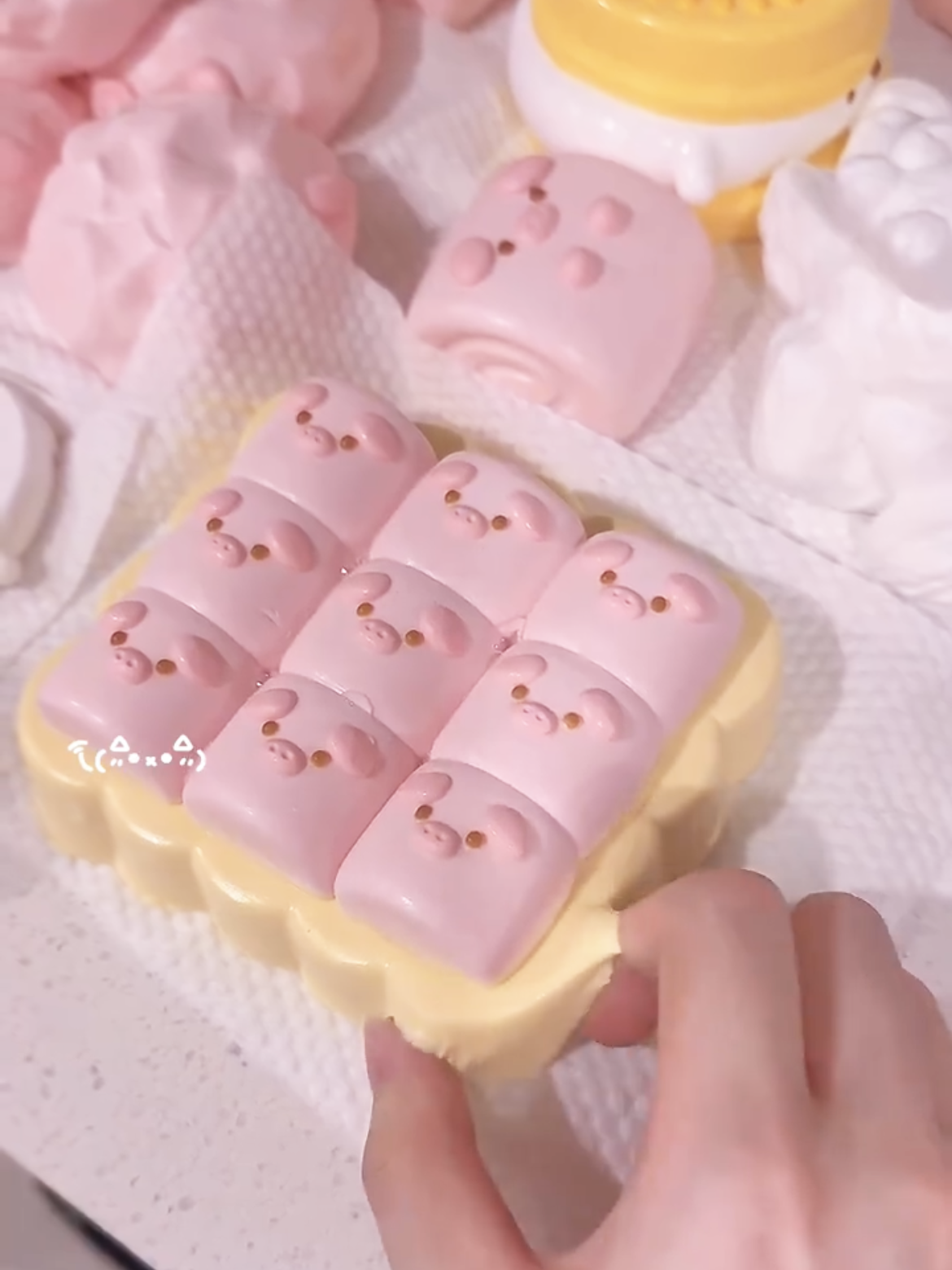 Pig cotton candy Handmade Silicone Stress Relief Squishy Toy