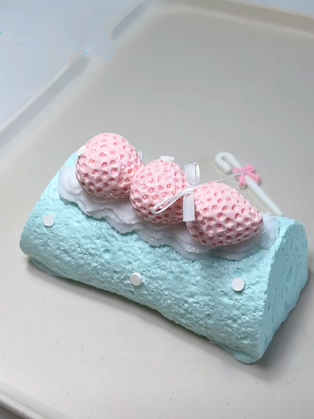 Handmade Silicone Strawberry swiss roll Stress Relief Squishy Toy