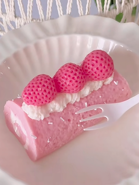 Handmade Silicone Strawberry swiss roll Stress Relief Squishy Toy