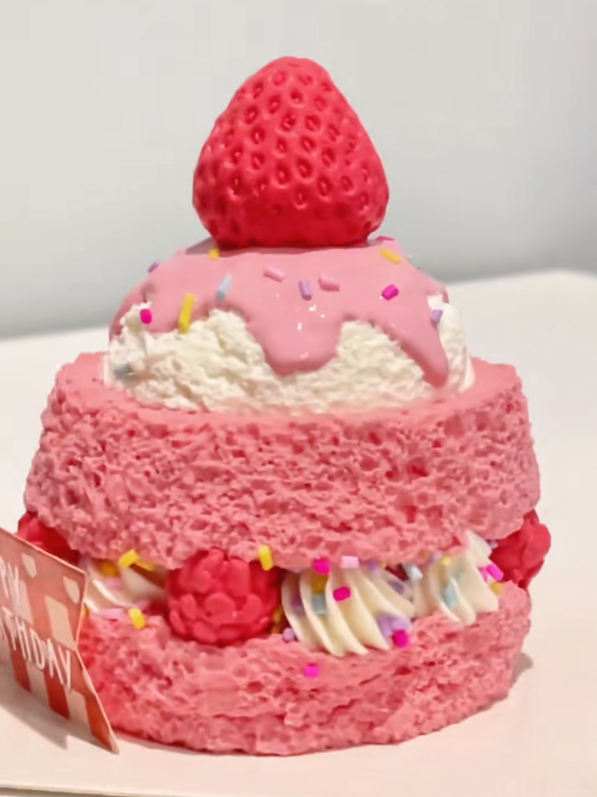 Handmade Silicone Strawberry ice cream cake Stress Relief Squishy Toy