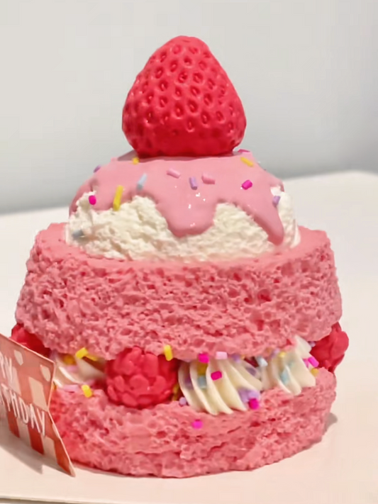 Handmade Silicone Strawberry ice cream cake Stress Relief Squishy Toy