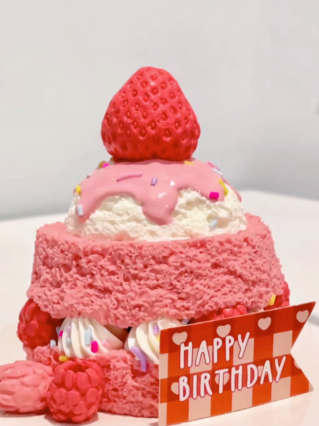 Handmade Silicone Strawberry ice cream cake Stress Relief Squishy Toy