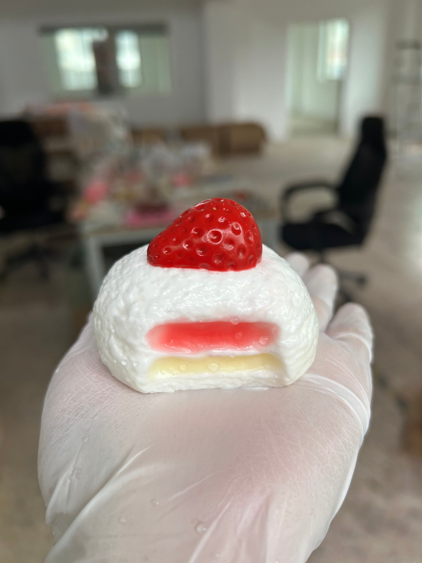 Handmade Silicone Strawberry Milk Shell Stress Relief Squishy Toy