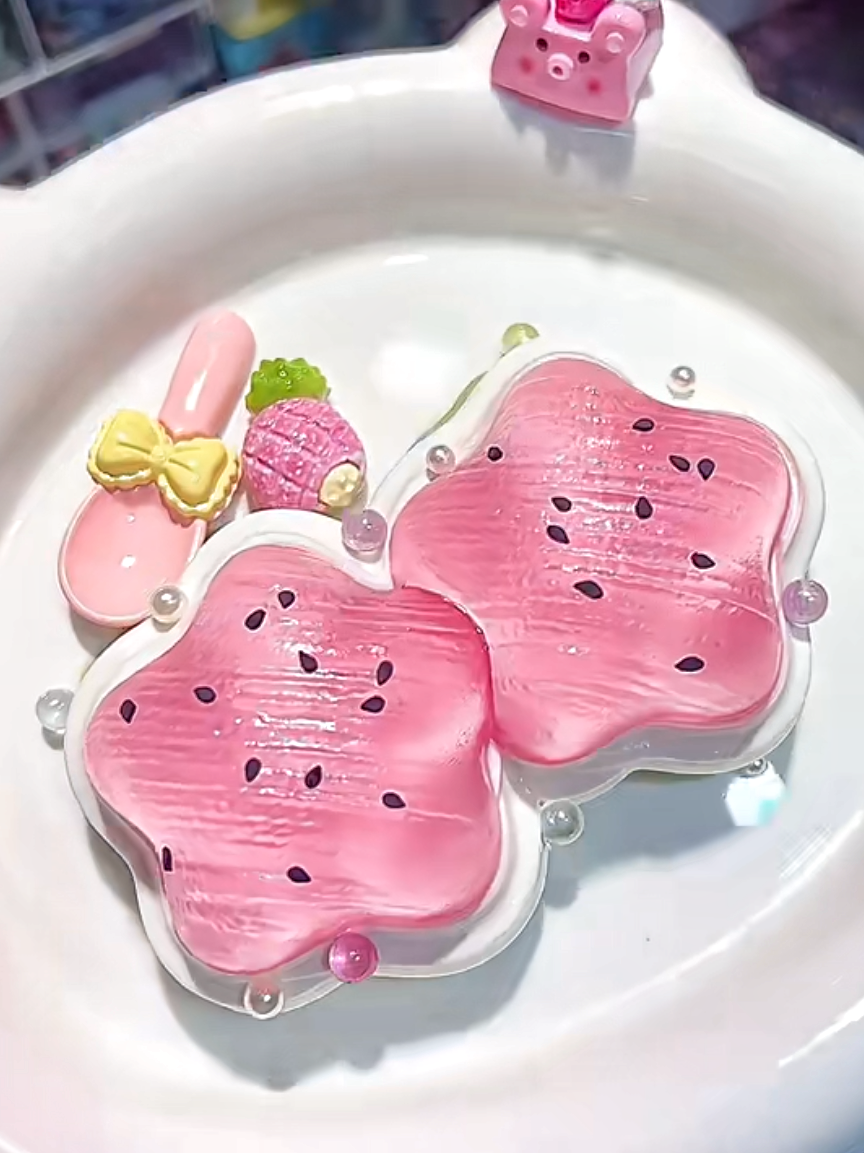 Handmade Silicone Watermelon Star Strips  Stress Relief Squishy Toy