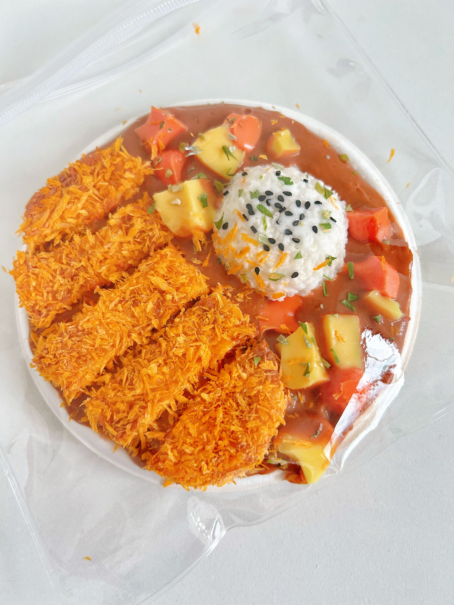 Rice with chicken chop curry  Handmade Silicone  Stress Relief Squishy Toy