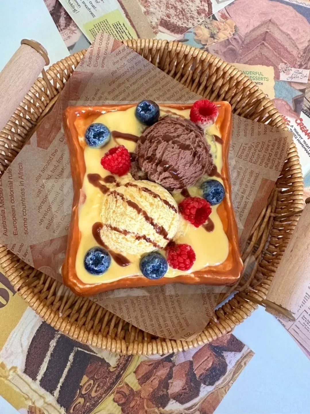450g Fruit ice cream toast  Handmade Silicone Stress Relief Squishy Toy